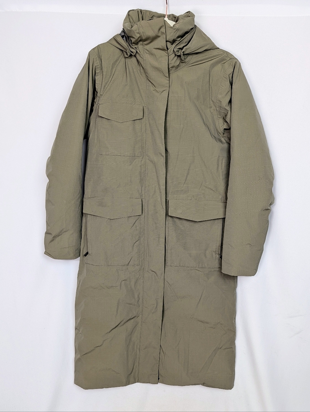 NAU Long Hooded Goose Down Organic Cotton Parka Coat